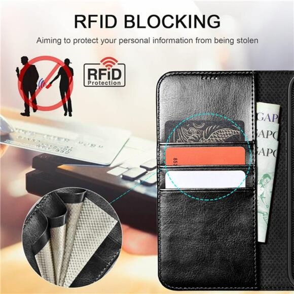 iPhone 14 Pro Max Case, Premium Handcrafted PU Leather Wallet Case, Wireless - Picture 3 of 14